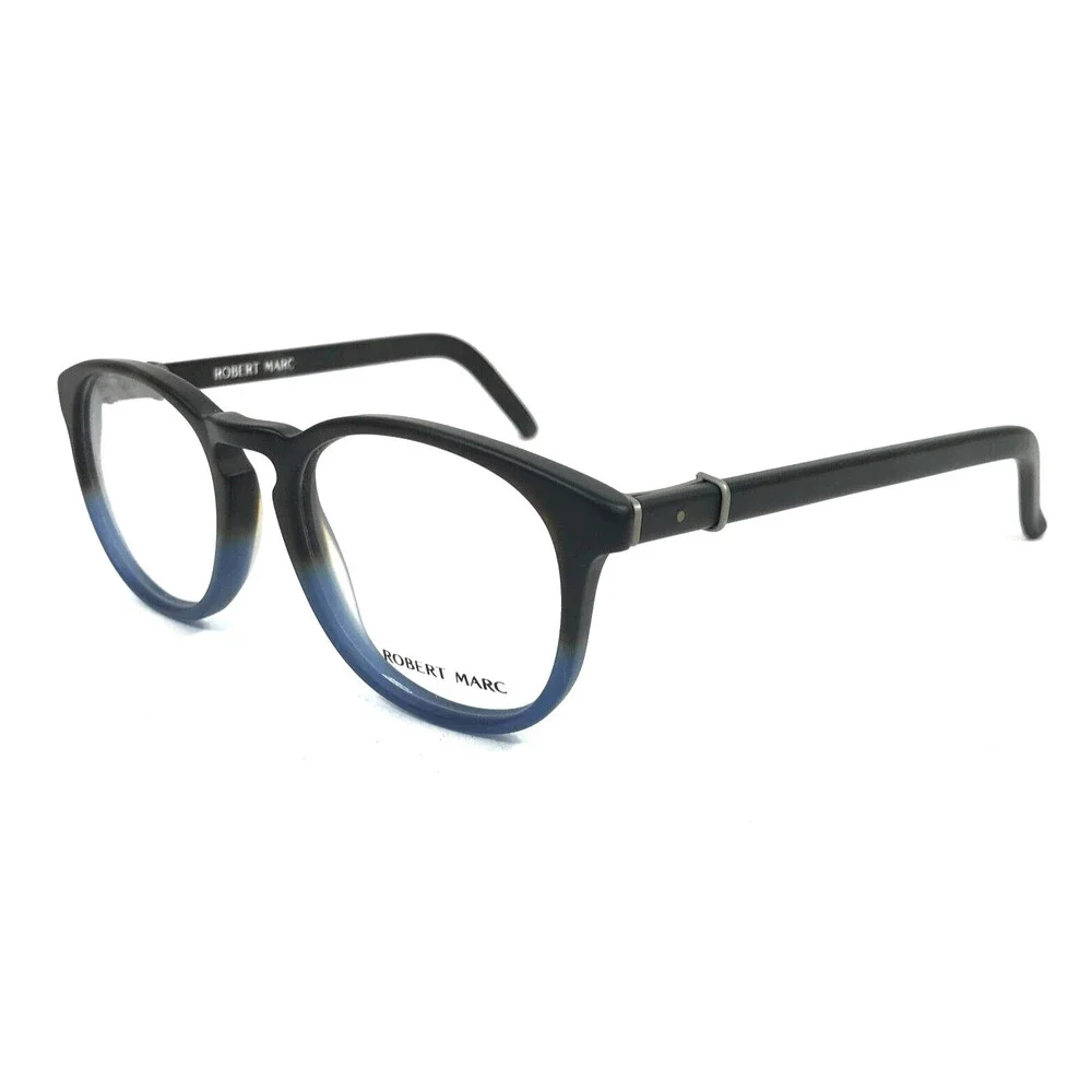 Robert Marc Eyeglasses Frames 830-259M Matte Black Pale Blue Round 45-19-140